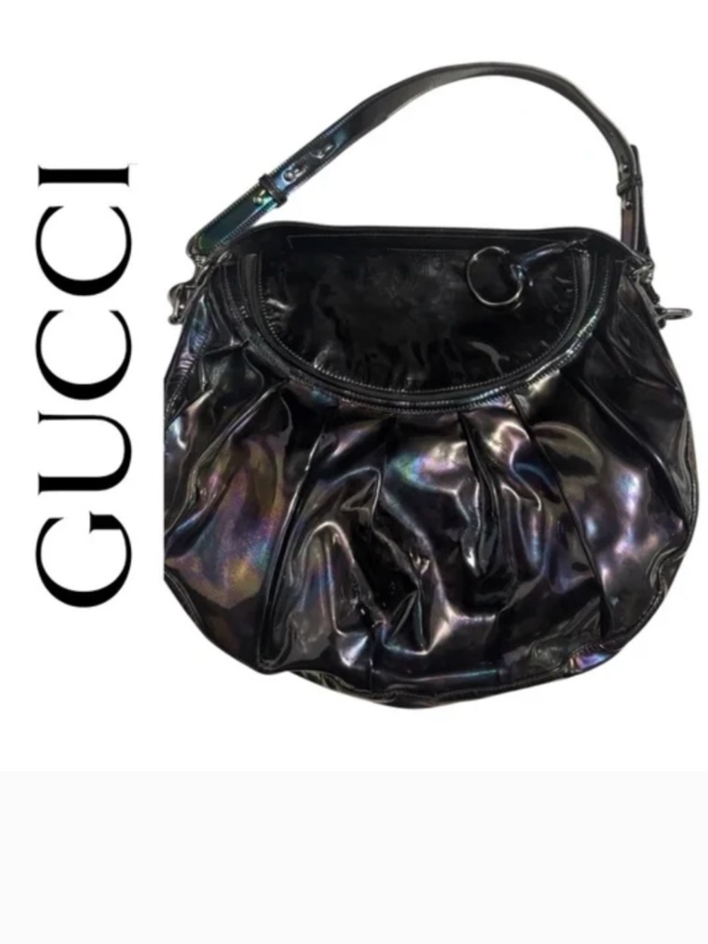 Gucci Icon Bit Hobo Iridescent Black Patent Leather